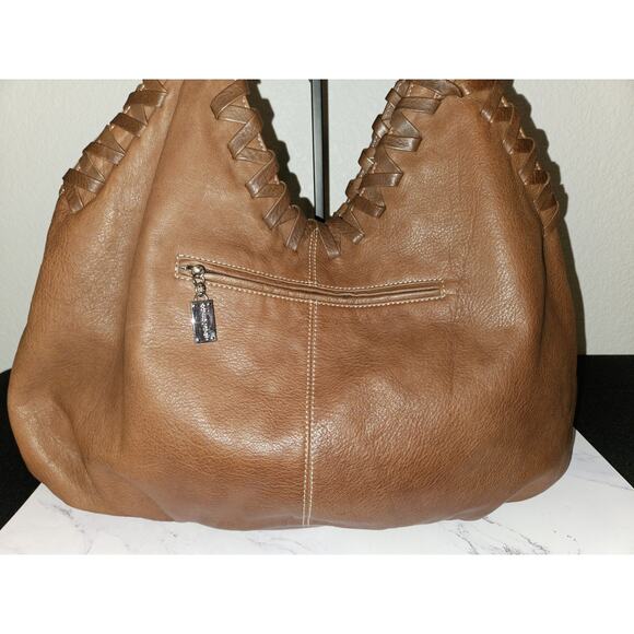 Donald J Pliner Marquis Brown Leather Hobo Handbag 21x15x5 - Picture 11 of 16